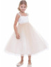 Pearl Straps Shimmering Tulle Tea Length Flower Girl Dress